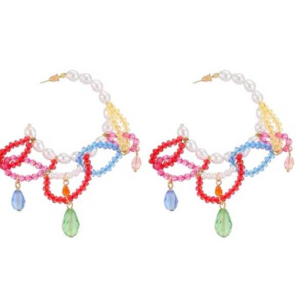 Zara Pearls & Gems Hoop Earrings - Picture 4 of 5